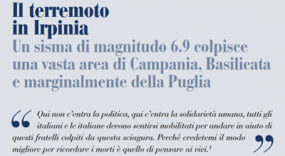 Un sisma di magnitudo 6.9 colpisce una vasta area di Campania, Basilicata e marginalmente della Puglia