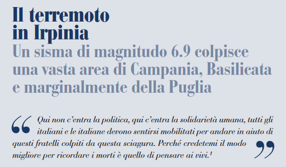 Un sisma di magnitudo 6.9 colpisce una vasta area di Campania, Basilicata e marginalmente della Puglia